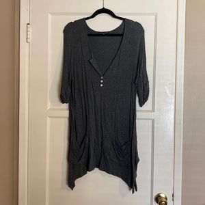 3/4 sleeve gray tunic or mini dress